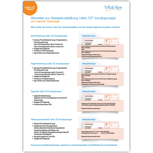 Hinweise zur Rezeptausstellung Control-IQ - Musterrezept Control-IQ -